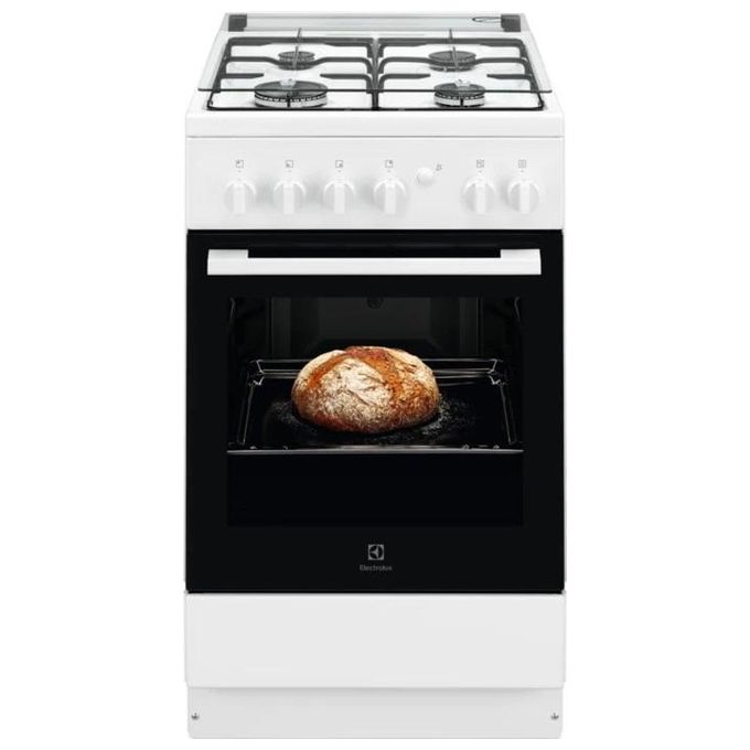 Image of Electrolux LKK500000W - Cucina a gas con forno elettrico statico, 50 cm, 56 L, Classe A, 4 fuochi, accensione elettronica, vano portaoggetti, Bianco
