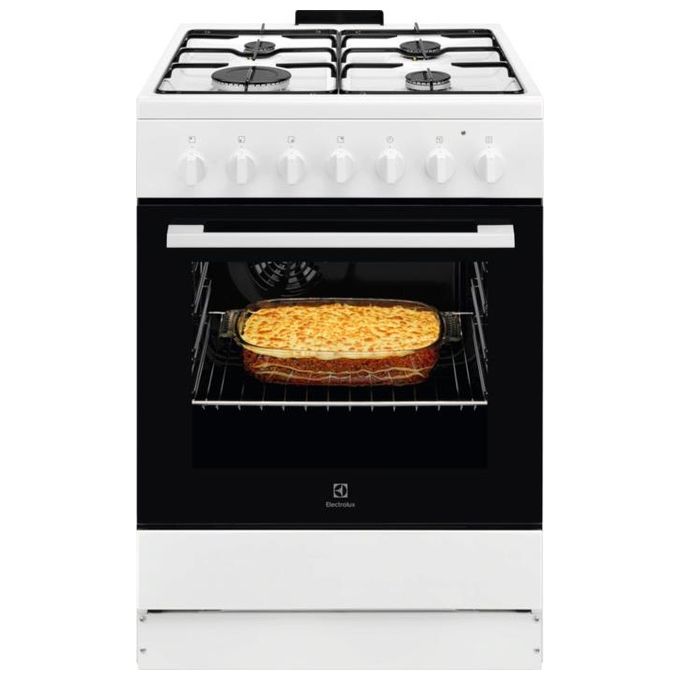 Electrolux LKK620010W Cucina a libera installazione con piano a gas 4 fuochi forno elettrico ventilato con grill Classe A 60x60 bianco