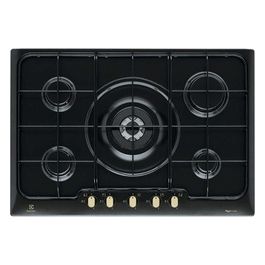 PN750RUV Piano cottura a gas 75 cm Rustico Soft 5 fuochi 1 bruciatore tripla corona Nero Ghisa