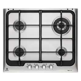 Electrolux PX640UOV Piano Cottura a gas Soft 60 cm 4 Fuochi Bruciatori Fiamma Pura 1 bruciatore Wok Griglie in ghisa Inox