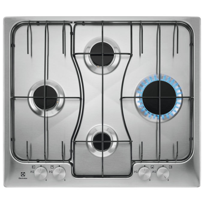 Electrolux piano cottura gas 4 fuochi crosscook rgg6243lox 60 cm acciaio inox da incasso