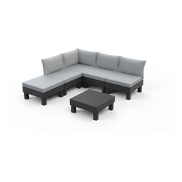 ELEMENTS LOUNGE SET 5 POSTI-SET MODULARE Consente completa flessibilita' nella composizione di configurazioni diverse Dimensioni variabili in base alla configurazione, tavolino 65x65x25h Grafite             