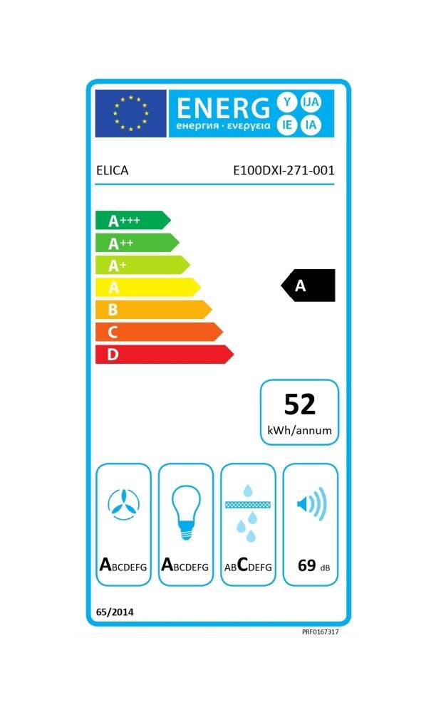 Elica ADÉLE BL MAT/A/90 - Cappa Aspirante a Parete, Nero, 770 m³/h,  PRF0182410, A