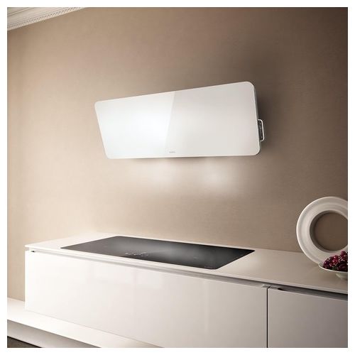 PRF0038251A TIFFANY WH/F/110 - Cappa a parete filtrante 110 cm, 625 m³/h, Classe B, 45 dB, Controllo touch, 3 velocità, Filtro antigrasso in alluminio, Illuminazione LED 2x6 W, Vetro bianco