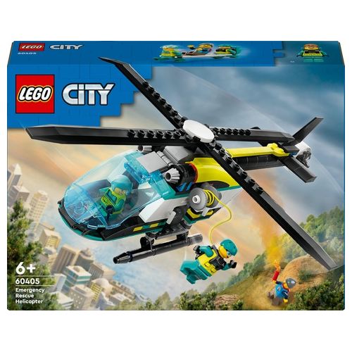 LEGO City 60405 Elicottero di Soccorso di Emergenza, Set con Veicolo Giocattolo con Rotori e Verricello, Giochi per Bambini 6+