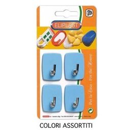 Eliplast Confezione 4 Ganci Adesivi Colori Assortiti