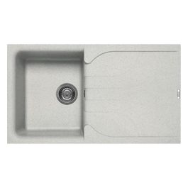 LGE40052 Ego 400 Lavello Granitek gocciolatoio reversibile 1 Vasca + Sifone salvaspazio + Piletta e ganci premontati 86 cm Bianco