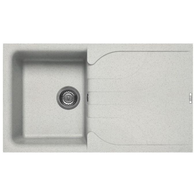 Elleci LGE40052 Ego 400 Lavello Granitek gocciolatoio reversibile 1 Vasca + Sifone salvaspazio + Piletta e ganci premontati 86 cm Bianco