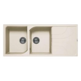 LGE50062 Ego Lavello granitek 2 Vasche + gocciolatoio reversibile 116 cm Bianco antico