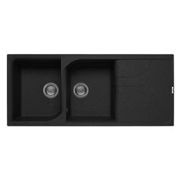 LGE50054 Ego 500 Lavello Granitek gocciolatoio reversibile 2 Vasche 116 cm Nero