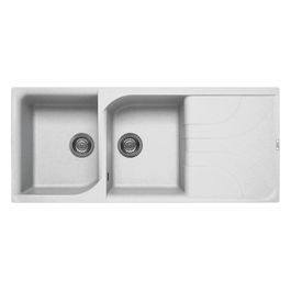 LGE50068 Ego 500 Lavello Granitek gocciolatoio reversibile 2 Vasche 116 cm Bianco