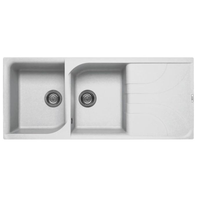 Image of ELLECI LGE50068 Ego 500 Lavello Granitek gocciolatoio reversibile 2 Vasche 116 cm Bianco
