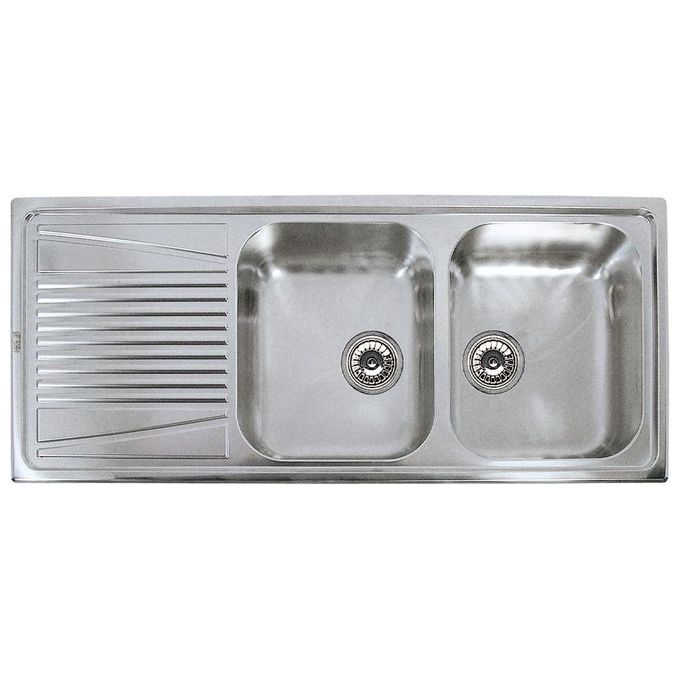 Image of Elleci River 500 LIR500SACSX – Lavello da incasso 2 vasche + gocciolatoio, Acciaio inox satinato antigraffio, 116x50 cm, da incasso, Inox satinato