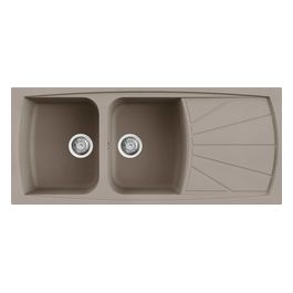 Lavello Living 500 116x50 2 vasche con gocciolatoio Tortora 43