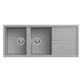 LAVELLO UNICO 500 116X50 2 VASCHE CON GOCCIOLATOIO GRIGIO CHIARO 97