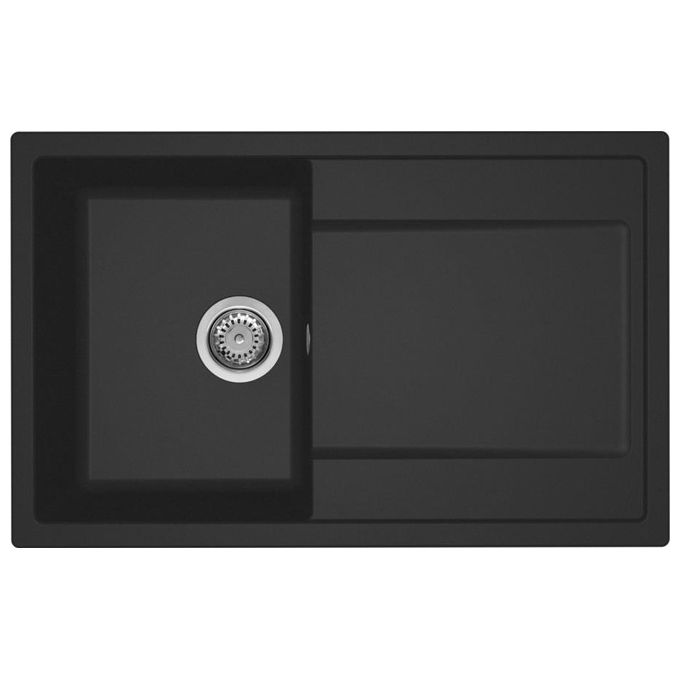 Image of Elleci LG230040 Lavello da Incasso 1 vasca con gocciolatoio Reversibile 79 x 50 cm finitura Granitek Nero 40 Life 300