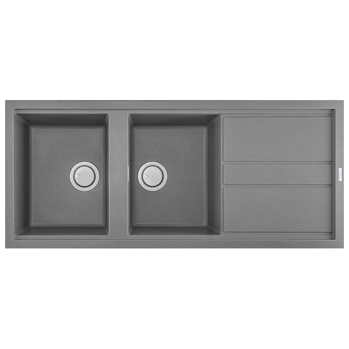 Image of Elleci LGB50048 Best 500 Lavello Granitek Gocciolatoio reversibile 2 Vasche 116 cm Grigio cemento