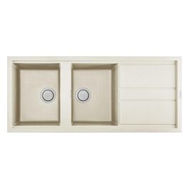 LGB50062 Best 500 Lavello Granitek gocciolatoio reversibile 2 Vasche 116 cm Bianco antico