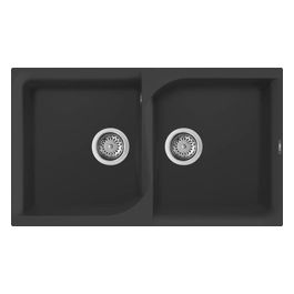 LGE45040 Ego 450 Lavello Granitek gocciolatoio reversibile 2 Vasche 86 cm Nero