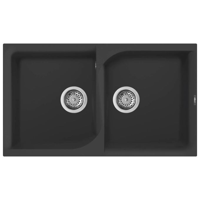 Image of Elleci LGE45040 Ego 450 Lavello Granitek gocciolatoio reversibile 2 Vasche 86 cm Nero