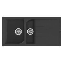 LGE47540 Ego 475 Lavello Granitek gocciolatoio reversibile 1 Vasca e mezza 100 cm Nero