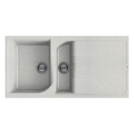 LGE47552 Ego 475 Lavello Granitek gocciolatoio reversibile 1 Vasca e mezza 100 cm Bianco