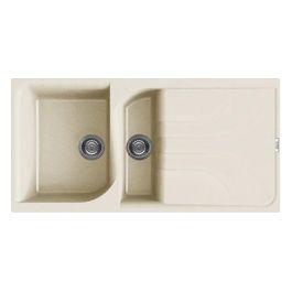 LGE47562 Ego 475 Lavello Granitek 1 Vasca e mezza 100 cm Bianco antico
