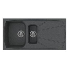 LGL47554 Living 475 Lavello Granitek gocciolatoio reversibile 2 Vasche 100 cm Nero