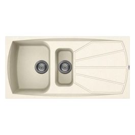 LGL47562 Living 475 Lavello Granitek gocciolatoio reversibile 2 Vasche 100 cm Bianco antico