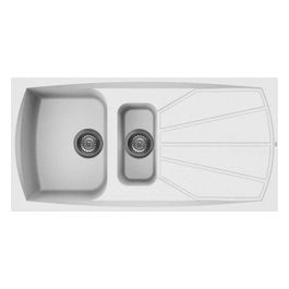 LGL47568 Living 475 Lavello Granitek gocciolatoio reversibile 2 Vasche 100 cm Bianco titano