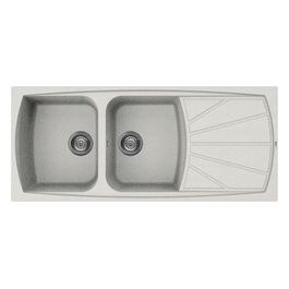 LGL50052 Living 500 Lavello Granitek gocciolatoio reversibile 2 Vasche 116 cm Bianco