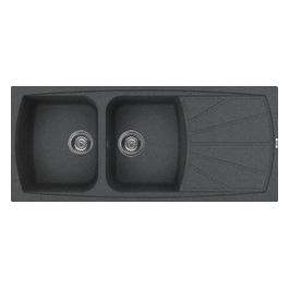 LGL50054 Living 500 Lavello Granitek gocciolatoio reversibile 2 Vasche 116 cm Nero