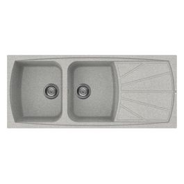LGL50055 Living 500 Lavello Granitek gocciolatoio reversibile 2 Vasche 116 cm Grigio pietra