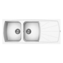 LGL50068 Living 500 Lavello Granitek Gocciolatoio reversibile 2 Vasche 116 cm Bianco titano