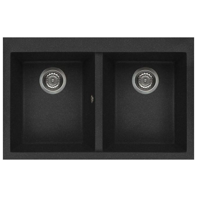 Elleci LGQ35054 Quadra 350 Lavello Granitek 2 Vasche 79 cm Nero
