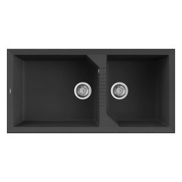LGT49040 Tekno 490 Lavello Granitek 2 Vasche 100 cm Nero