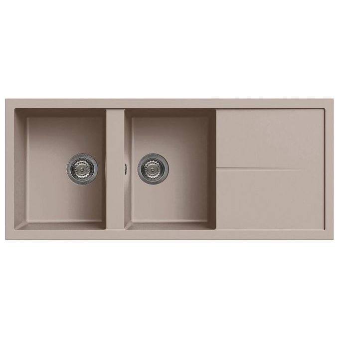 Elleci LGU50043 Unico 500 Lavello Granitek gocciolatoio reversibile 2 Vasche 116 cm Tortora