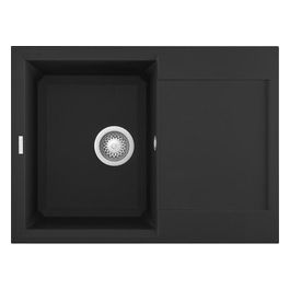 LGY13540 Easy 135 Lavello Granitek gocciolatoio reversibile 1 Vasca 68 cm Nero