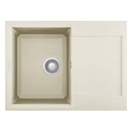 LGY13562 Easy 135 Lavello Granitek gocciolatoio reversibile 1 Vasca 68 cm Bianco antico