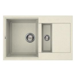 LGY32562 Easy 325 Lavello Granitek gocciolatoio reversibile 1 Vasca e mezza 78 cm Bianco antico