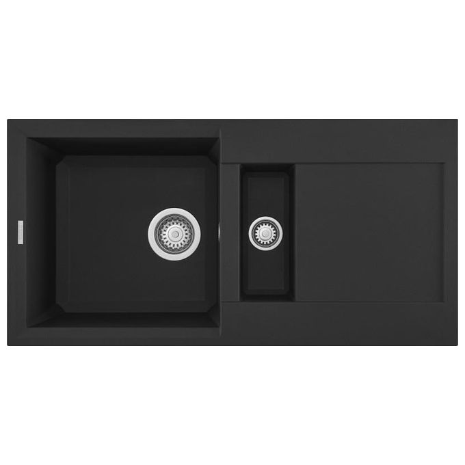 Elleci LGY42540 Easy 425 Lavello Granitek gocciolatoio reversibile 1 Vasca e mezza 86 cm Nero