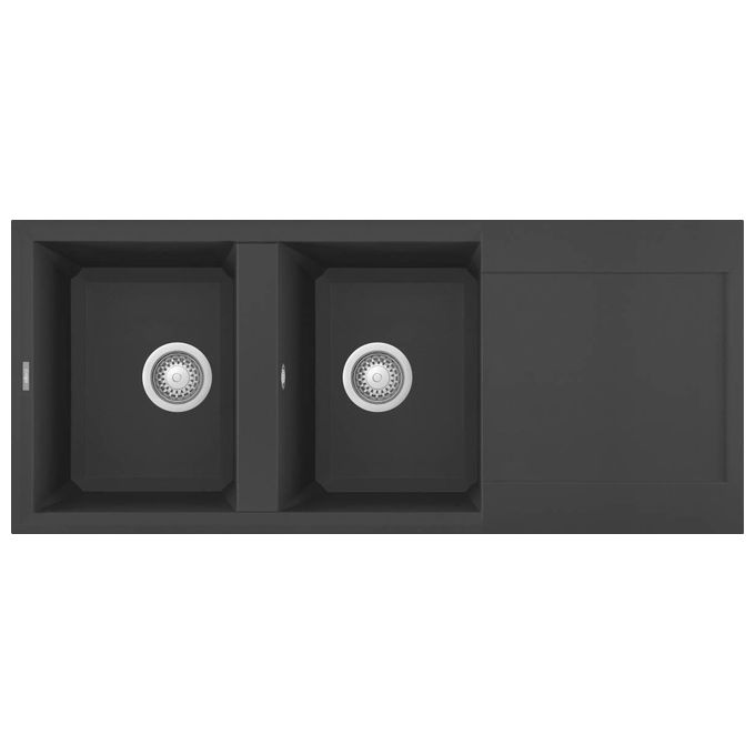 Elleci LGY50059 Easy 500 Lavello Granitek gocciolatoio reversibile 2 Vasche 116 cm Antracite