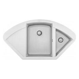 LGYCOR68 Easy Corner Lavello Granitek ad angolo gocciolatoio sinistro 1 Vasca e mezza 106 cm Bianco