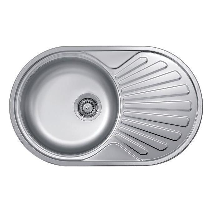 Image of Elleci Special Round 770 LIX770SACRS – Lavello da incasso 1 vasca + gocciolatoio, Acciaio inox satinato, 77x48 cm, da incasso, Inox satinato