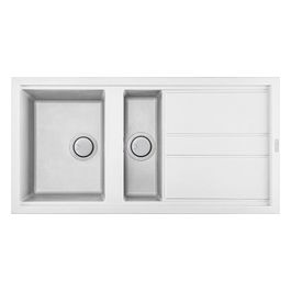 LKB47596 Best 475 Lavello Keratek Gocciolatoio reversibile 1 Vasca e mezza 100 cm Bianco