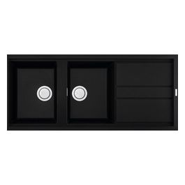 LKB50086 Best 500 Lavello Keratek gocciolatoio reversibile 2 Vasche 116 cm Nero