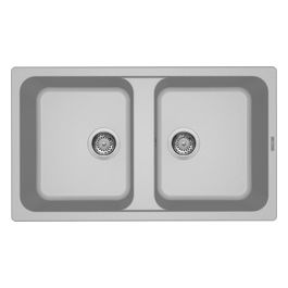 LM245079 Lavello da Incasso 2 vasche 86 x 50 cm finitura Granitek Metal Aluminium 79 Life 500