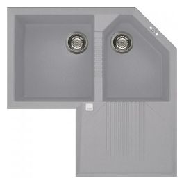 Tekno Corner LMTCOR79 Lavello Metaltek Angolare gocciolatoio reversibile 2 Vasche 83 cm Alluminio