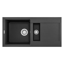 LMY42570 Easy 425 Lavello Metaltek Nero Ghisa da incasso Gocciolatoio Reversibile 1 Vasca e 1/2  86X43,5cm