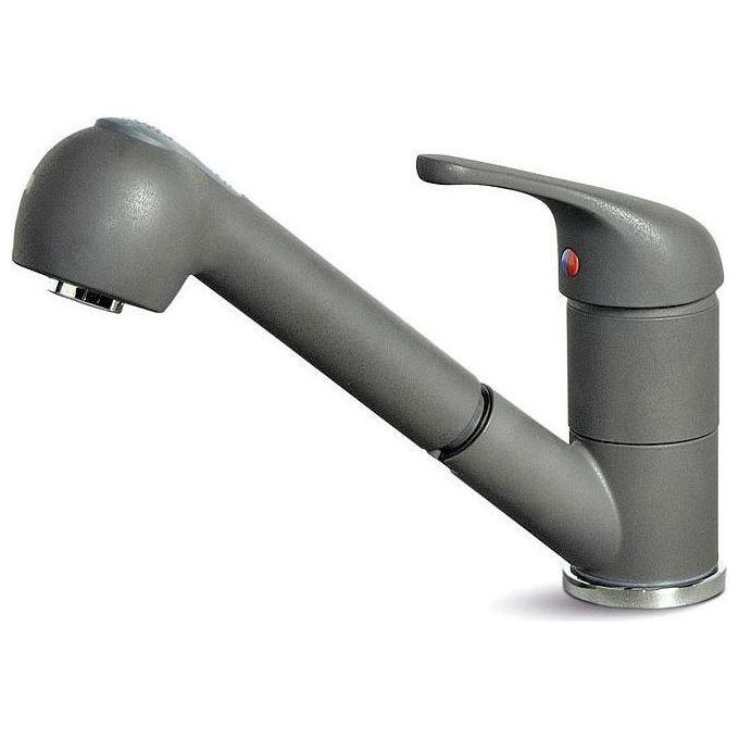 Elleci MMKVEN79 Venere Miscelatore monocomando con canna girevole e doccetta estraibile con cambio getto Metaltek Aluminium